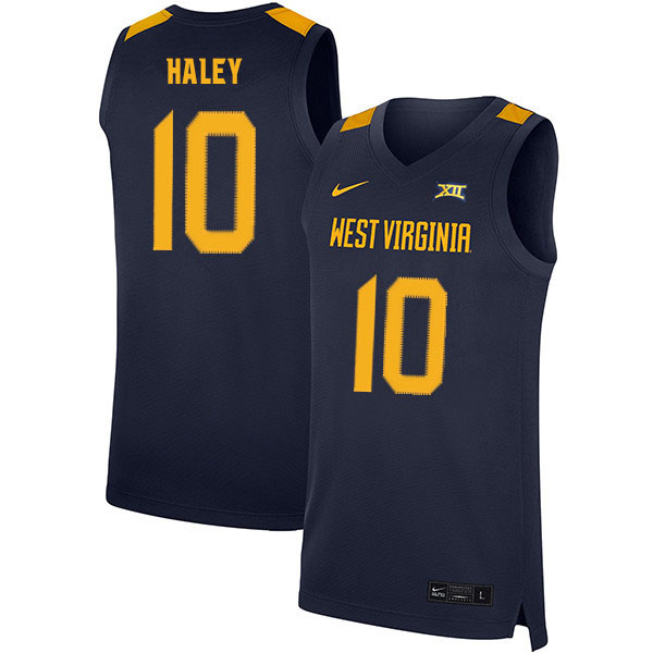 2020 Men #10 Jermaine Haley West Virginia Mountaineers College Basketball Jerseys Sale-Navy